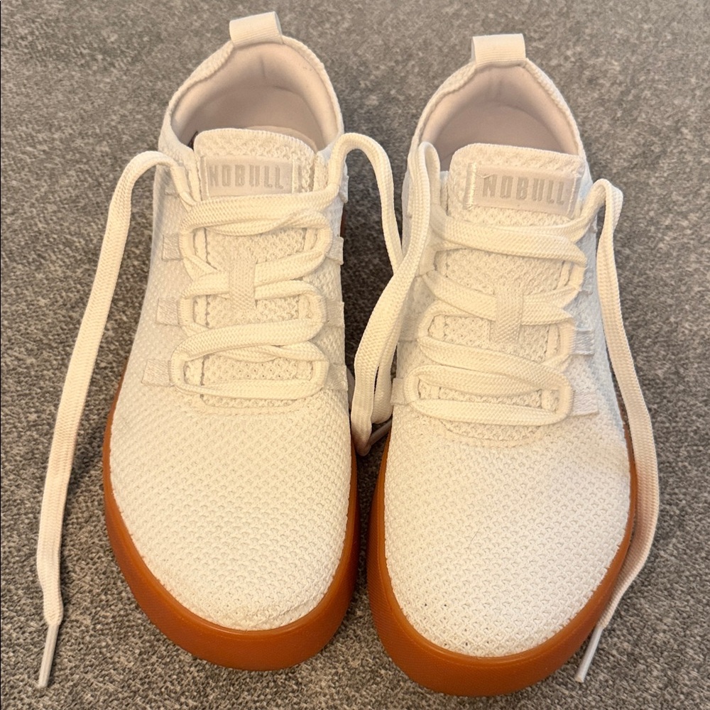 NOBULL White Knit Sneakers with Gum Sole